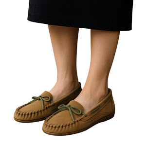 MIA Macey Moccasin Womens 9M Brown Suede Slip On Loafers Bow Comfort Outdoor